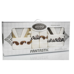 Комплект 2 Бр. Халати с 4 Бр. Кърпи Дестина Бродерия-бял цвят